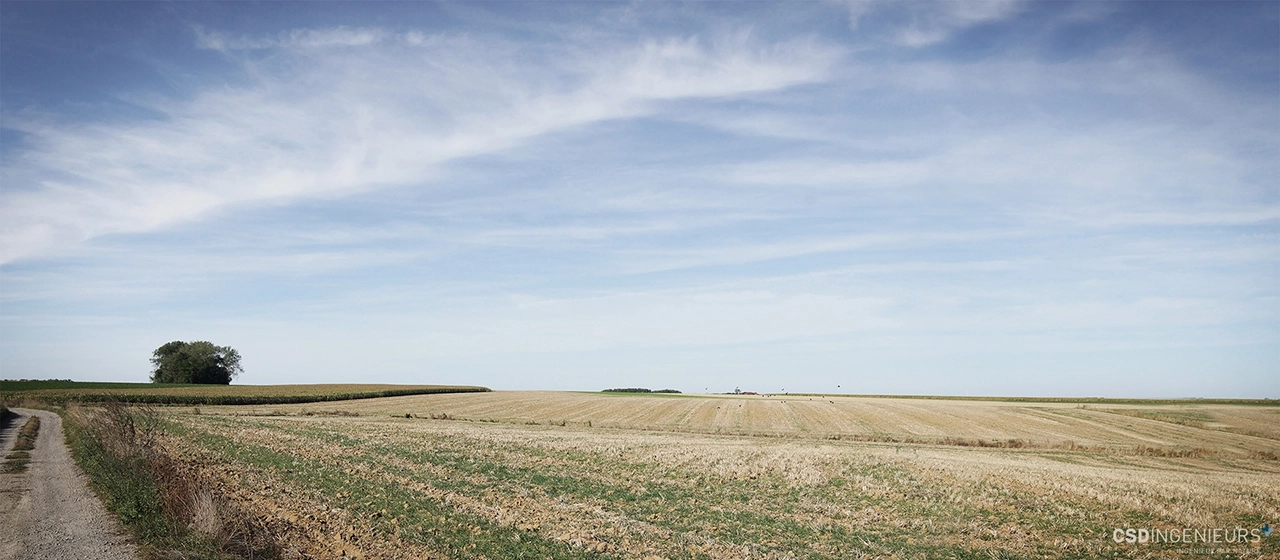 Paysage agricole avant l’intégration des pylônes électriques