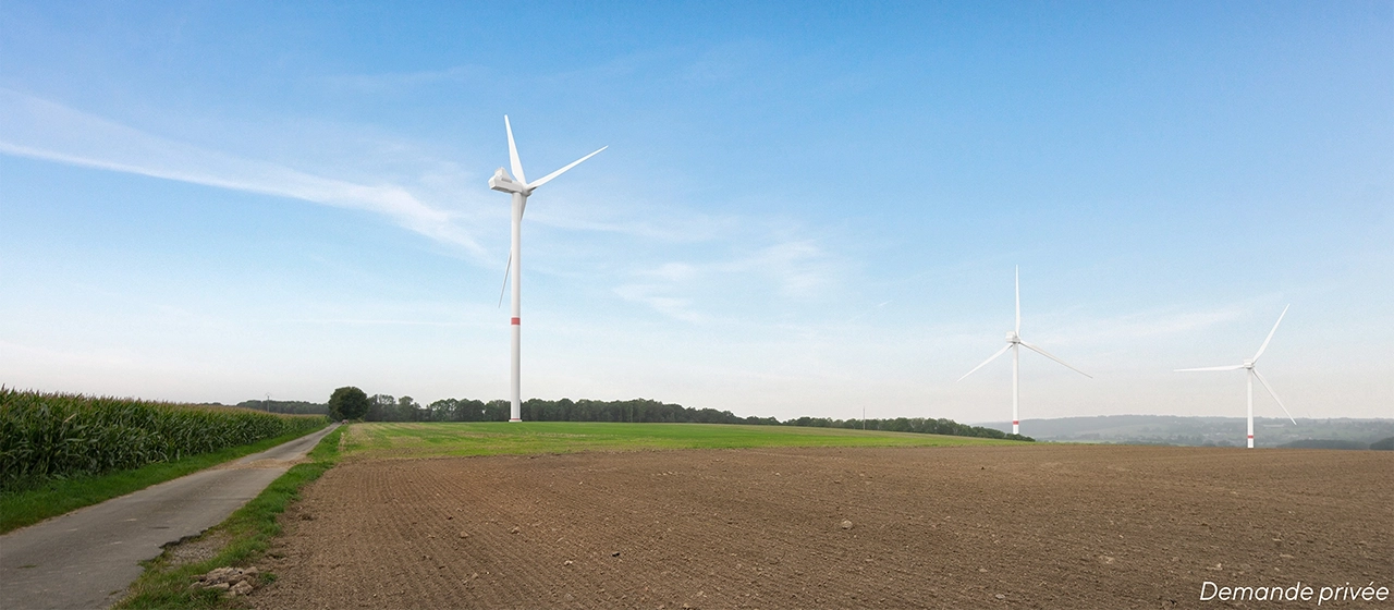 Paysage agricole avec intégration du projet éolien