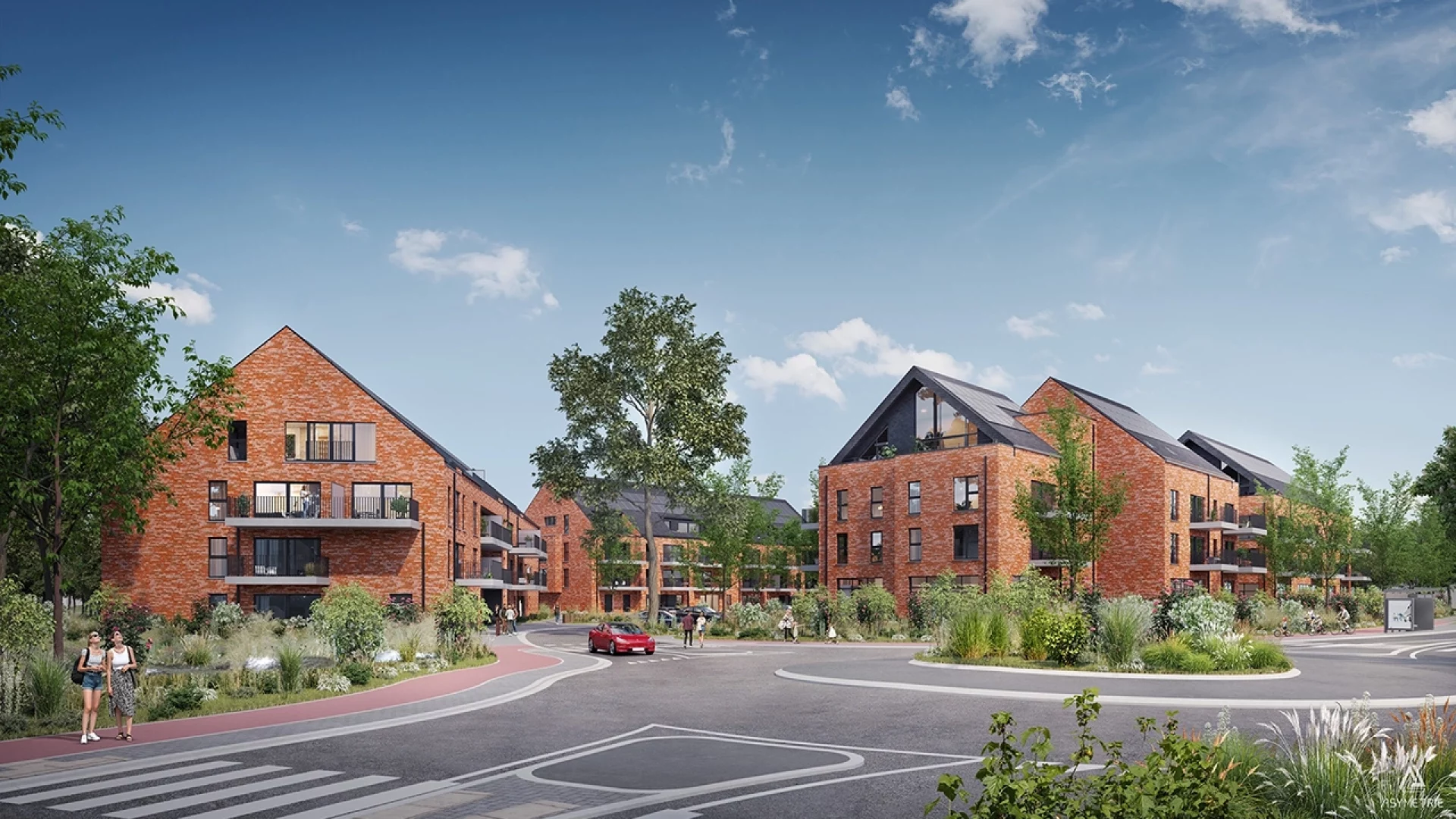 Vue extérieure d’un projet résidentiel composé de plusieurs maisons